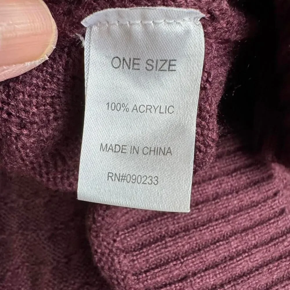 Kylie & Kendall Women's Chunky Knitted Burgundy and Purple Cardigan, OS